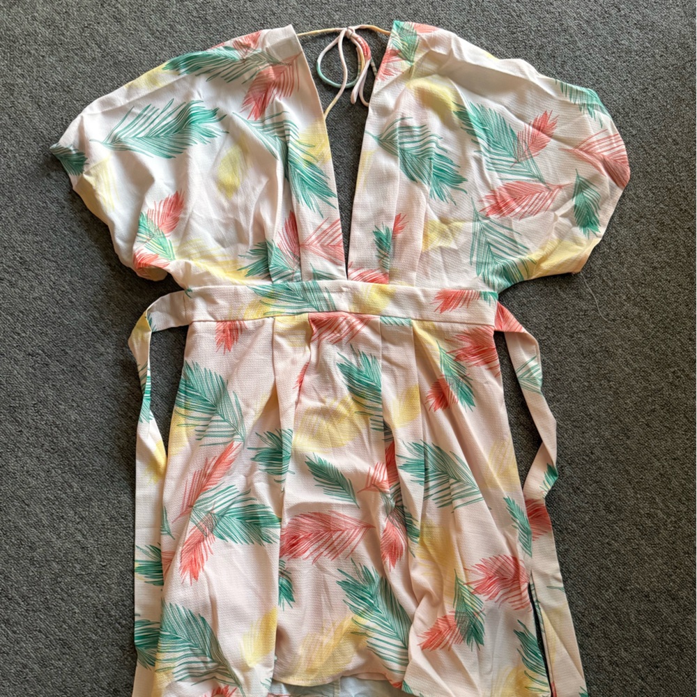 Shein Floral Feather Print dress - Pastel Multi